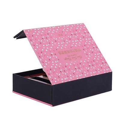 Personalisasi CMYK Pink Gold Foil Gift Packing Boxes Tutup Magnetik
