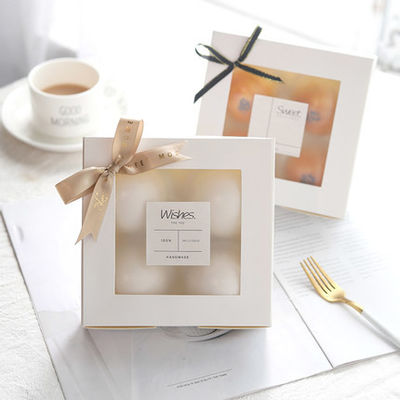 C2S Kertas Seni White Bakery Box Window Pie ​​Dibungkus Dengan Indah