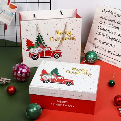Kotak Kemasan Pakaian Stamping ODM Kaku Dihiasi Natal