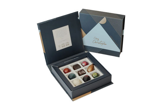 Chocolate Gift 1200g Grey Board Kotak Kemasan Makanan Kustom
