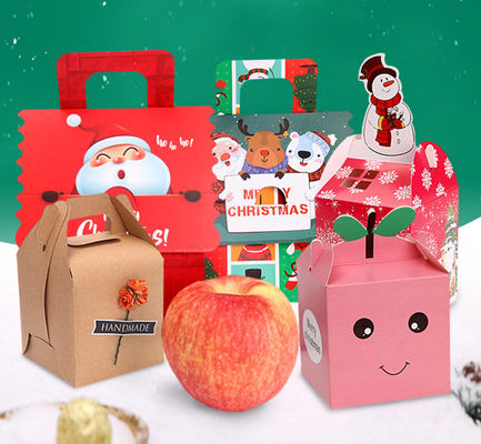 Hadiah Natal Ramah Lingkungan Kotak Kemasan Permen CMYK Dengan Pegangan